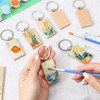 100 Pcs Wooden Keychain Blanks Bulk Rectangle Keychain Blanks