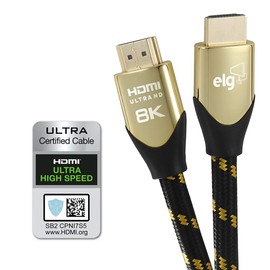ELG 8K Certified HDMI Cable 2.1 48Gbps 6.6FT/2M,Ultra High Speed 8K@60Hz,4K@120Hz,144Hz,24K Gold,eARC,Ethernet,VRR,TrueHD,DTS-X,Dolby Atmos-TV,Laptop,Gaming Monitor