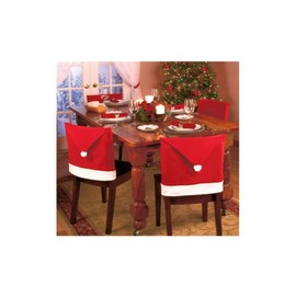 Santa Hat Christmas Chair Covers Set of 4 Table Decorations for Xmas