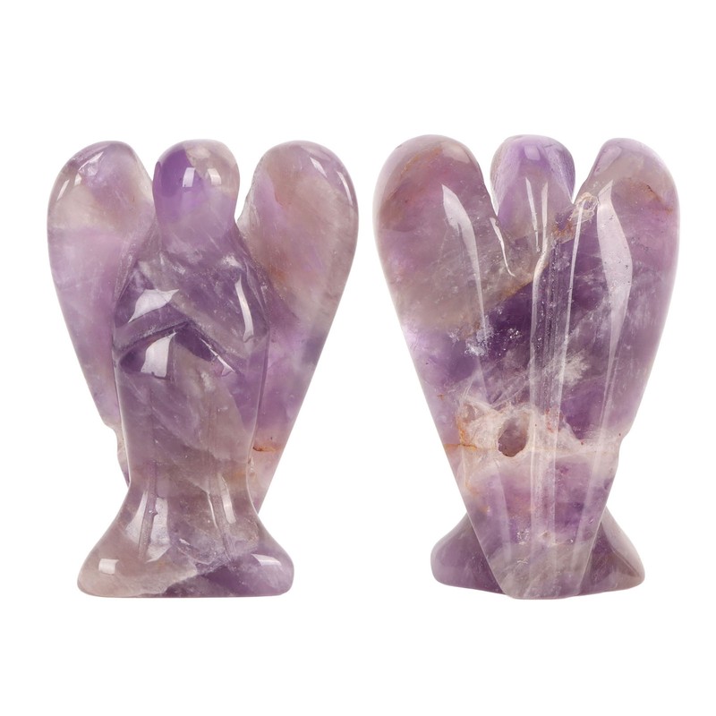 Faux Crystal Angel Figurine Carved Peace Healing Pocket Angel Statue