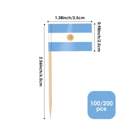 AhfuLife Pack of 100/200 Cocktail Stick Flags, Toothpick Flag for Sandwich Food Cupcake Toppers Cocktail Fruit Tableware Party Supplies Pub Decor (100 Pieces, Argentina Toothpick Flag)