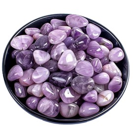 SigMntun Polished Lepidolite Crystal Chips Set, 0.4", 128 Pcs - Handpicked Tumbled Stones and Crystals Bulk for Healing, Reiki, Meditation, Witchcraft and Home Decor