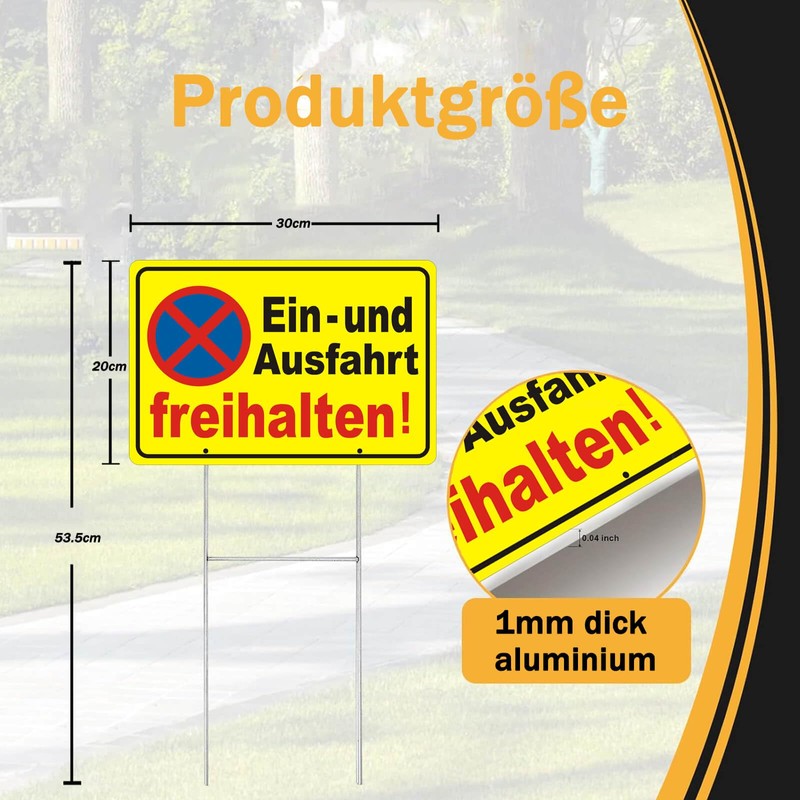 Signs Entryway Ausfahrt Freihalten with Posts 30 x 20 cm