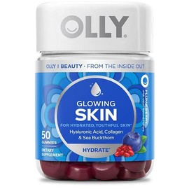 OLLY Glowing Skin Collagen Gummy, Hydrated, Youthful Skin, Hyaluronic Acid, Sea Buckthorn, Chewable Supplement, Berry, 25 Day Supply - 50 Count