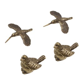 Kopida Vintage Mini Brass Sparrow Statues Hummingbird Figurines Solid Small Bird Statues Desktop Metal Art Decoration for Living Room Bedroom Office
