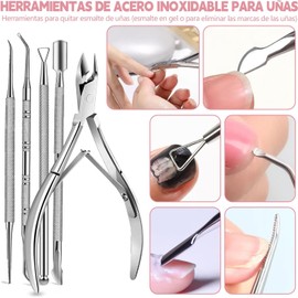 Kit 14pzs Manicure y Limas para Uñas Profesional, Incluir 6 Manicura de Acero Inoxidable, 5 Limas De Uñas, 1 Bloque de Pulido, 1 Cepillo Limpiar, Cuidado de Uñas Doméstico y Profesional(Rosa)