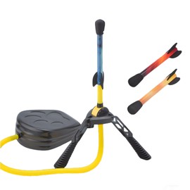 YZIMNRE Kids Rocket Launcher Toy, Air-Powered Foam Rocket Launcher with Safe Launch System - Outdoor Backyard Games, Toys for Boys & Girls, Up to 30m, Includes 3 Reusable Rockets (Red/Blue/Yellow)