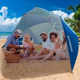LOTTAFUN Beach Shelter Umbrella,Premiere UPF 50+ Umbrella Shelter with Patented Side Panels and Tilt Mechanism, Heavy-Duty Center Pole, Anchor for Sand and Grass