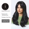 OUFEI Long Black Wig With Curtain Bangs Natural Wavy Wigs