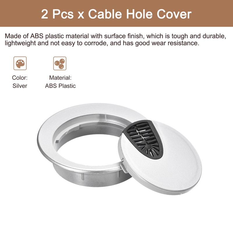 QUARKZMAN 2 Pieces Cable Hole Cover, 2-9/16 Inch (65 mm)