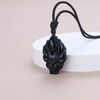 COAI Unisex Necklace with Nine-Tailed Fox Pendant, Obsidian Nylon, Obsidian