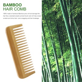 MRD Bamboo Wide Tooth Comb, Detangling Anti-Static Brush Natural Curly Wavy Dry Hair For Womens and Mens Hand Polished (1PCS)