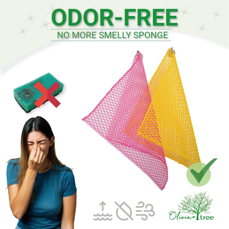 5PCS Innovative Dish Washing Net Cloths,Scourer,Quick Dry, Mesh net for