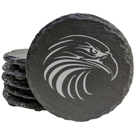 Bald Eagle Majesty: Laser Etched Slate Coasters - Stunning Wildlife Design for Home Decor and Gifts! - Round Slate - set of 8
