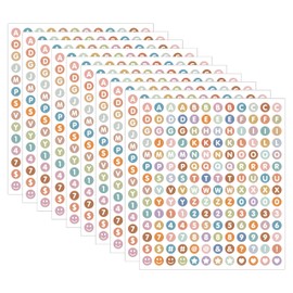 1680 Pieces 0.5 Inch Circle-Backed Letter Stickers, 10 Sheets Alphabet and Number Stickers with Cute Designs, Vinyl Stickers for DIY Cards, Item Labeling, Bullet Journaling, Scrapbooking - Morandi