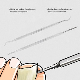 2 Herramientas para Uñas Encarnadas, Levantador de Uñas Encarnadas de Doble Cara, Herramientas de Limpieza de Uñas de los Pies, Recogedor de Uñas de Acero Inoxidable, Lima de