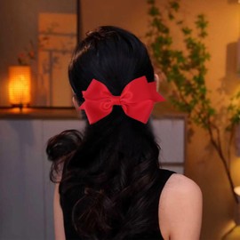 TseenYi Large Hair Bow Clips Bow Tail Satin Hair Clip Red Ribbon Bow Knots Hairpins Big Bow Ties Tail Barrette Hairclips Ties Knot Barrette Winter Ribbon Bow Accessories