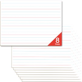 8 Sheets Dry Erase Lined Whiteboard, Double Sided Ruled Writing Board & Handwriting Practice Tool for Classroom, School, Office Supplies Whiteboard (9” x 12”)