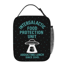 Funny Alien Lunch Bag for Adults & Kids – Intergalactic Food Protection Unit Bento Tote – UFO Top Secret Insulated Lunch Box – Gag Gift Lunch Bag for Work, School, Office, White Elephant Gift