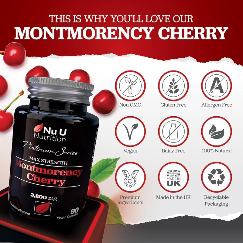 Montmorency Cherry Capsules 3200mg – High-Strength Tart Cherry Extract –