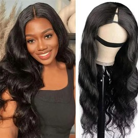 V Part Wig Human Hair Body Wave Real Hair Wig 180% Density Real Hair Wig for Women Upgrade U Part Wig Brazilian Human Hair Wig No Lace Wear And Go Glueless Wig Women's Real Hair 22 Inches
