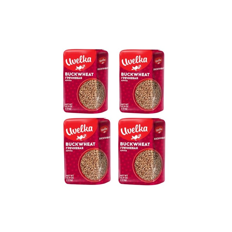Uvelka Buckwheat Groats Extra, 1500 Gram Pack of 4