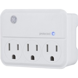 GE 3-Outlet Extender Wall Tap, Grounded Adapter, Protected Indicator Light, Twist-to-Lock Covers, 3-Prong, Indoor Rated, UL Listed, White, 14052