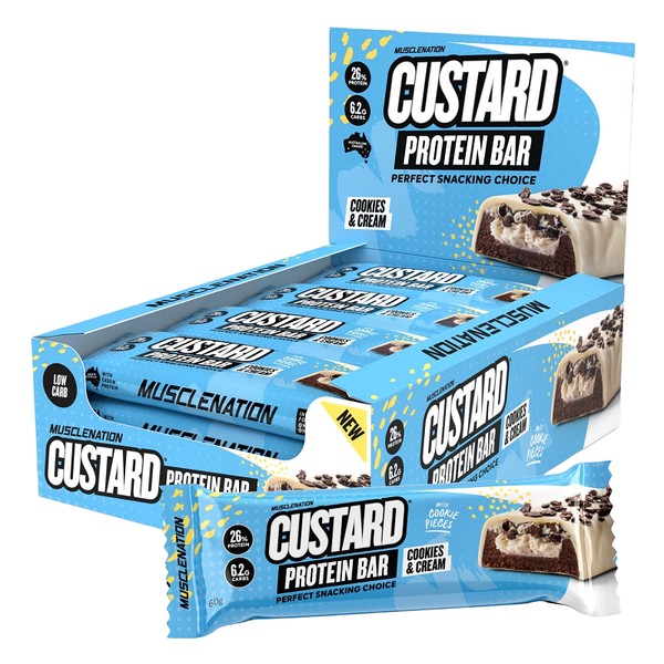 Muscle Nation Custard Protein Bar Cookies & Cream 60g X