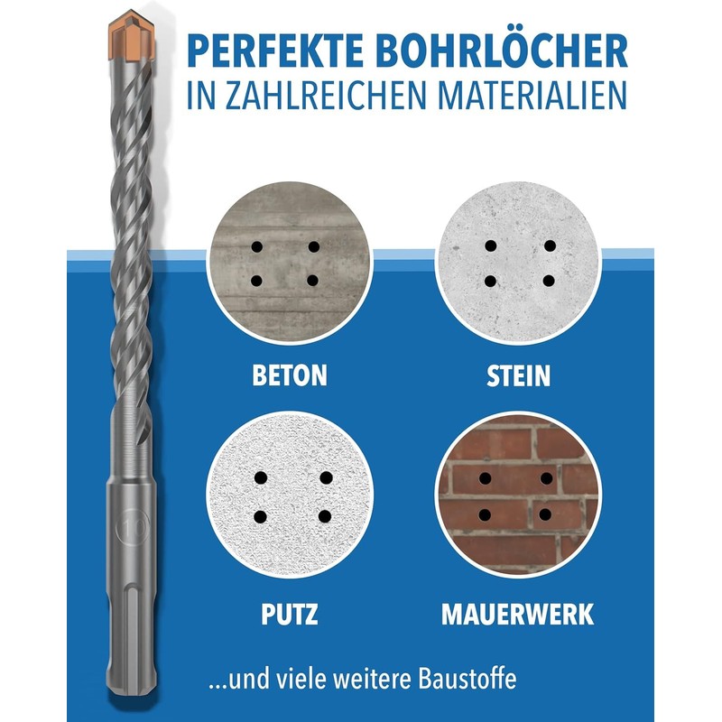 STONE REEF Concrete Auger Drill Bit Set, Professional, 7-Piece, Including
