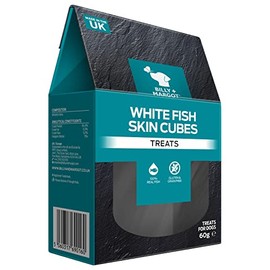 Billy + Margot Dog Treats, Fish Treats, 60g, Fish Skin Cubes Treats for Puppies and Adult Dogs - Total Satisfaction Promise