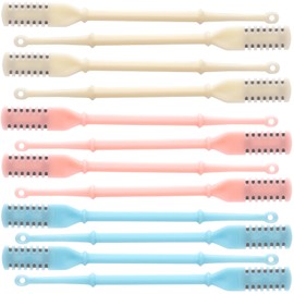 Mxxipp 12pcs Double Sided Nose Hair Trimmers, 360° Manual Nose Hair Cutters Razor, Portable Nose Hair Removal Cleaning Tool for Men & Women- Beige & Pink & Blue