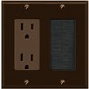 RiteAV - 2 Gang 15A Outlet Mesh-Brush Decorative Wall Plate - Brown