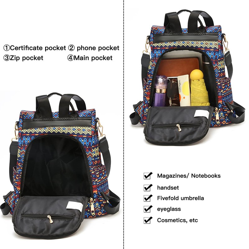 shepretty Women's Backpack Anti-Theft Shoulder Bag Multifunctional School Bags, 8864-m266-c,