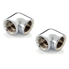 BitsPower Touchaqua Adaptor 90 Degree G1/4 Inch Female to G1/4 Inch Female - Pack of 2, Silver