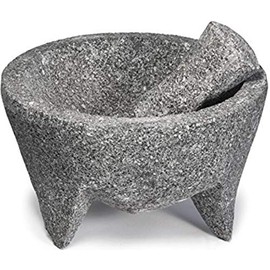 Made in Mexico Guacamole Maker Grande Genuine Mexican Manual Guacamole Salsa Maker Volcanic Lava Rock Stone Molcajete/Tejolote Mortar and Pestle Herbs Spices Grains 8" Large Mexicano