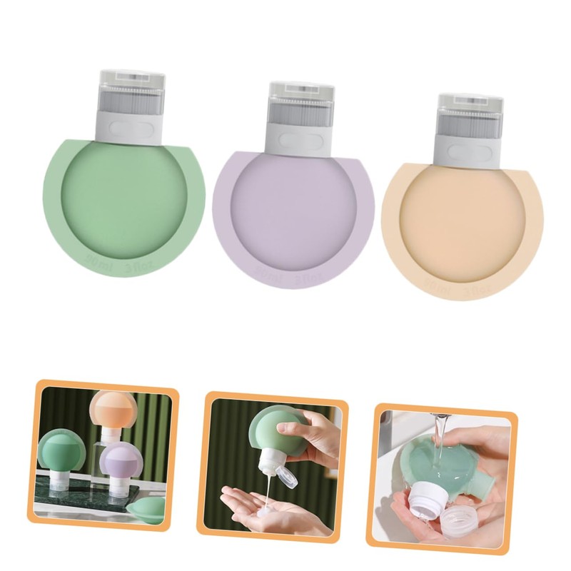 WOONEKY 3pcs Mini Travel Toiletry Bottles 90ml Shampoo Bottle Leakproof