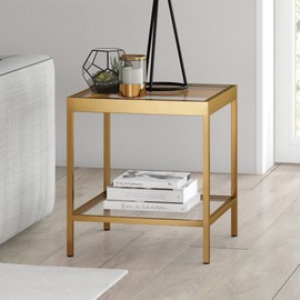 Henn&Hart 20" Wide Square Square Side Table in Brass, Table for Living Room, Bedroom