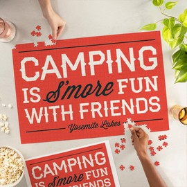 Lantern Press 1000 Piece Jigsaw Puzzle, Yosemite National Park, California, Yosemite Lakes, Camping is S'More Fun, Simply Said