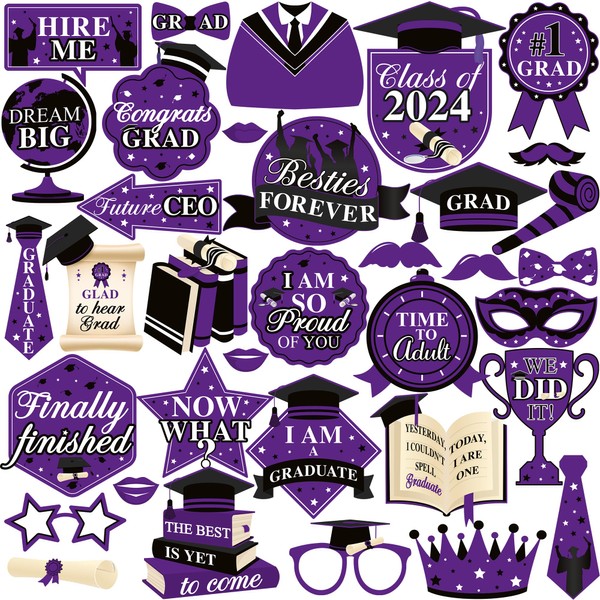 KatchOn Graduation Photo Booth Props 2024 - Pack of 35