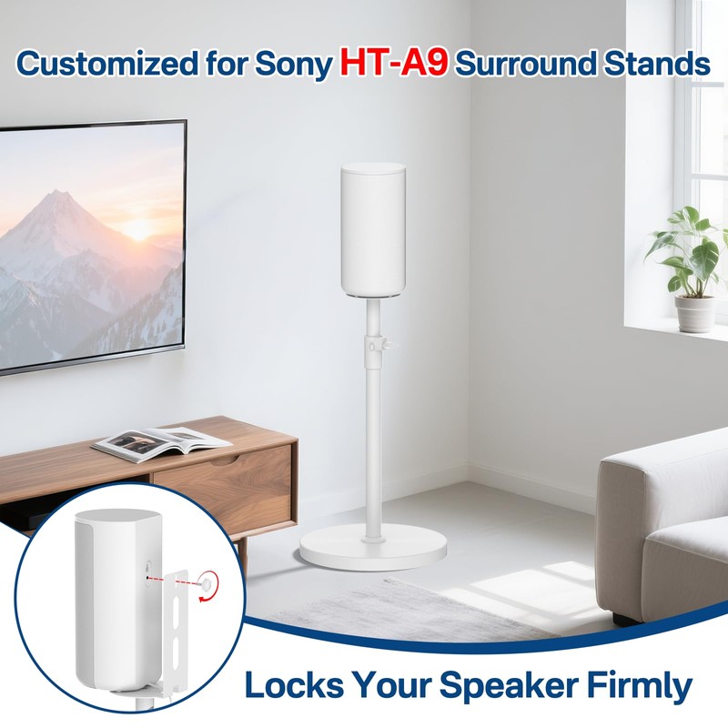Height Adjustable Floor Speaker Stands Pair for Sony HT-A9 Speaker
