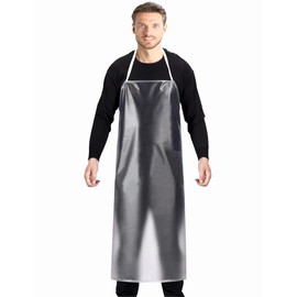 Younber Waterproof Plastic Apron Transparent PVC, Kitchen Dishes Washing Lab Work Butcher Dog Grooming Unisex Apron 45.3in x 27.5in