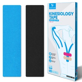 YANGTSUNG Kinesiology Tape Pre Cut, 25 cm x 5 cm Waterproof & Hyopallergenic Kinetic Sports Tape for Shoulder, Knee, Ankle Support, Physio & Sports Injury Muscle Tape
