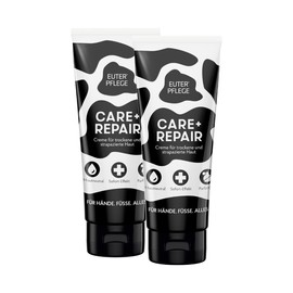 EUTERPFLEGE Care + Repair Creme, 2x 100ml, intensive Pflege für trockene Haut, Feuchtigkeitscreme für Hand und Körper, parfümfrei, Allergiker geeignet