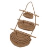 Hanging Fruit Basket 3 Tier Wall Mounted Handcraft Hemp Rope