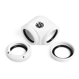 Bitspower Dual Enhance Multi-Link Adapter Fitting for 16mm OD Rigid Tubing, 90 Degree Angle, Deluxe White
