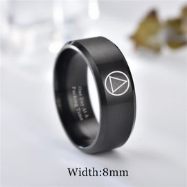 One Day at A Time Sobriety Gifts for Women Men Stainless Steel Sober Recovery Band Ring Inspirational Alcoholics Anonymous Addiction Surgery Recovering Jewelry Gift for Family Friend,Size 7