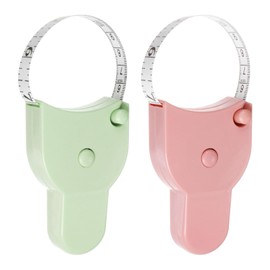 HARFINGTON 2pcs Body Measure Tape 60" 150cm Automatic Telescopic Tape Measure Retractable Measuring Tape with Lock Pin & Push-Button for Body Measurements, Sewing, Fabric, Cloth, Green, Pink