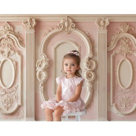Kate 7×5ft Pink Carved Wall Backdrop Photography Indoor European Art Girl Birthday Maternity Backdrop Photography Portrait Studio Props Photos Videos