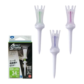 DAIYA GOLF Aero Spark Tee - Semi-Long 3-Pack with Swing Function for Increased Distance - 34mm Tee Up Height - Conforms to Golf Rules - Functional Golf Tee - Clear - Made in Japan TE-710