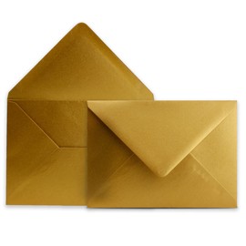 COLOURS-4-YOU Envelopes, DIN C6, Gold, 11.4 x 16.2 cm, 110 g/m² Envelopes with Wet Glue, Pointed Flap, without Window, Pack of 75